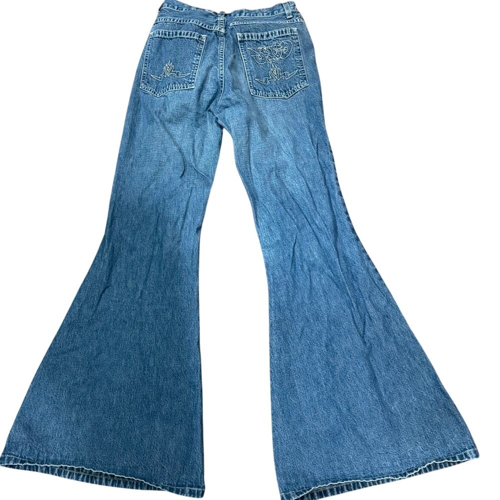 Vintage 90s JNCO Blaze S1200 Girlie Stuff Ultra Flare Jeans Size 9 USA 28x30 - Picture 2 of 15